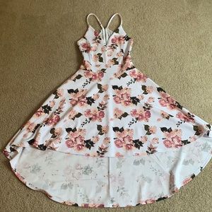 Rue21 formal open back ride parterned dress